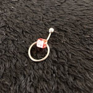 Red Dice Bellybutton Navel Ring